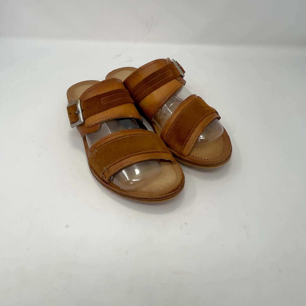 Miz Mooz Florra Cognac Brown Italian Leather Suede Slide Sandals EU 39 US 8.5-9